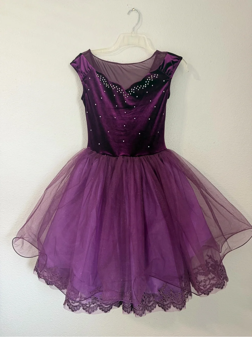 Weissman Purple Tulle Ballet Dress with Embellished Velvet Bodice